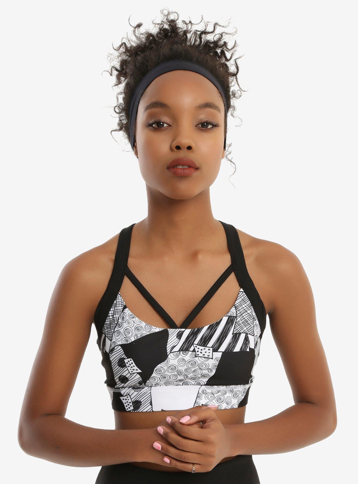 The Nightmare Before Christmas Sally Low-Impact Sports Bra, BLACK-WHITE, hi-res