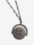 F Off Spinner Coin Hematite Necklace, , hi-res