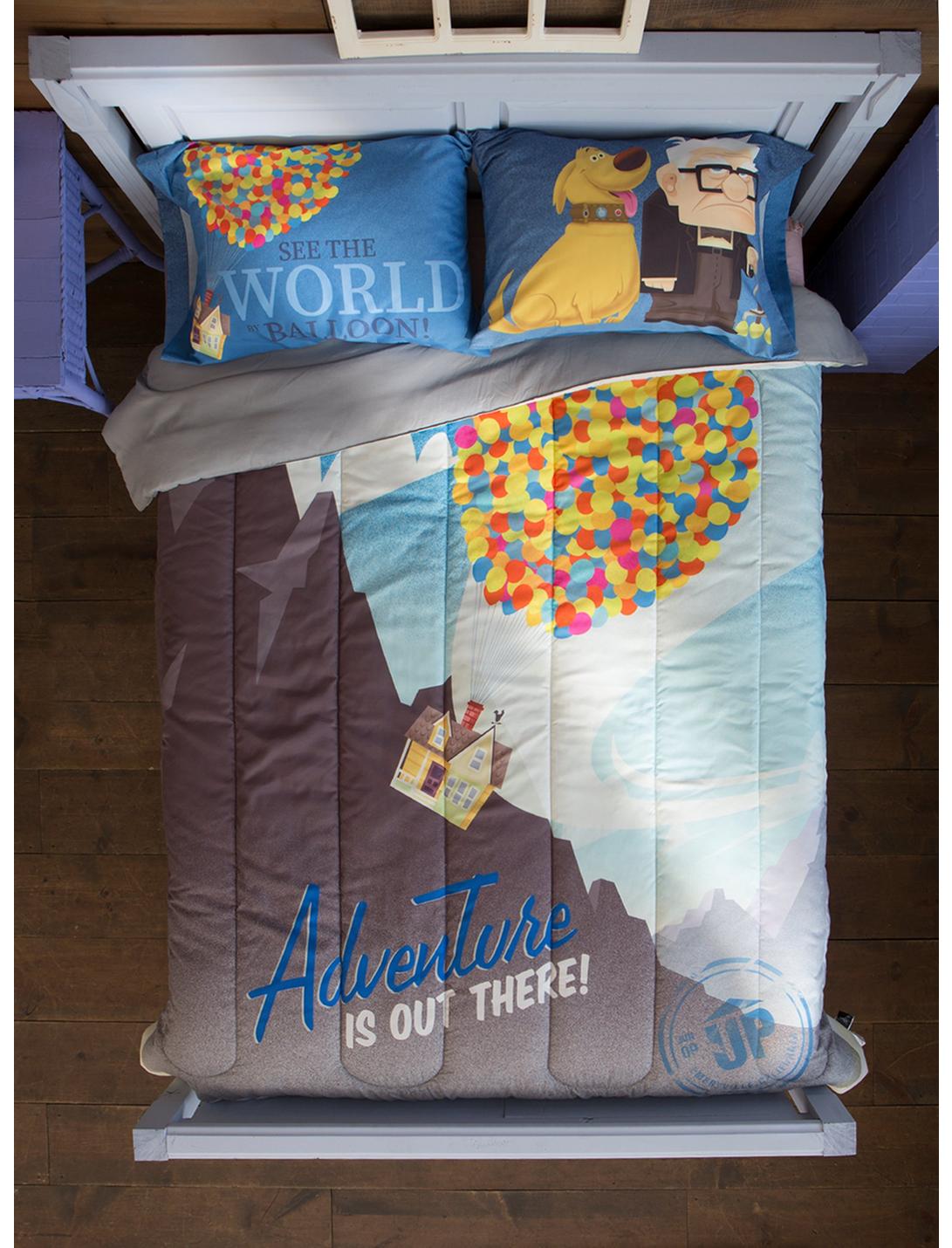F/Q Comforter & 2 Pillowcase Disney UP Adventure Carl's House 3pc FULL Bed Set 