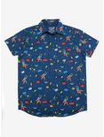 Marvel Thor Comic Art Short Sleeve Woven Button-Up, NAVY, hi-res