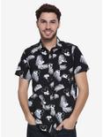 Disney Mickey Mouse Tonal Tropical Woven Button-Up - BoxLunch Exclusive, BLACK, hi-res