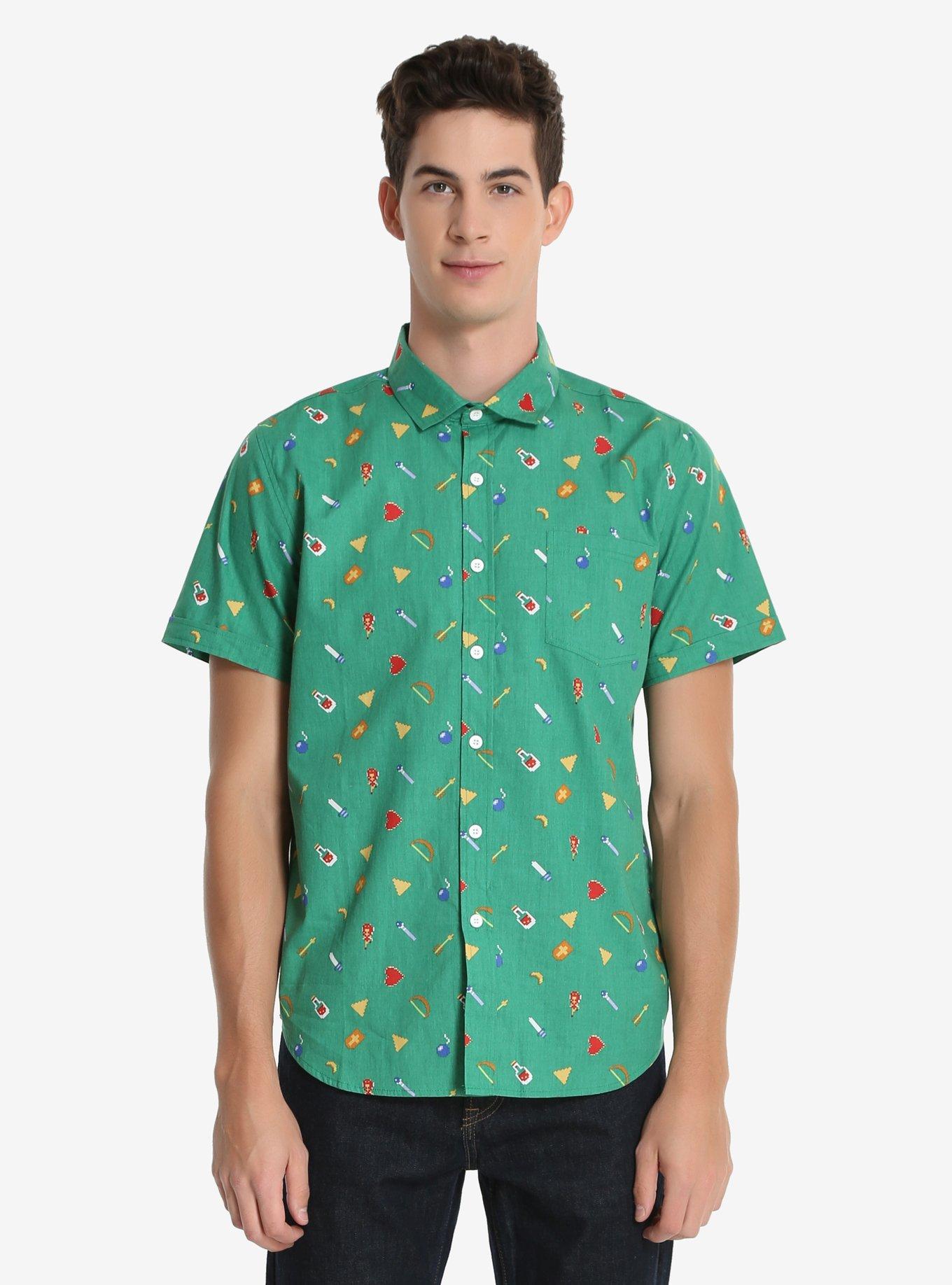 Nintendo The Legend Of Zelda 8-Bit Woven Button-Up - BoxLunch