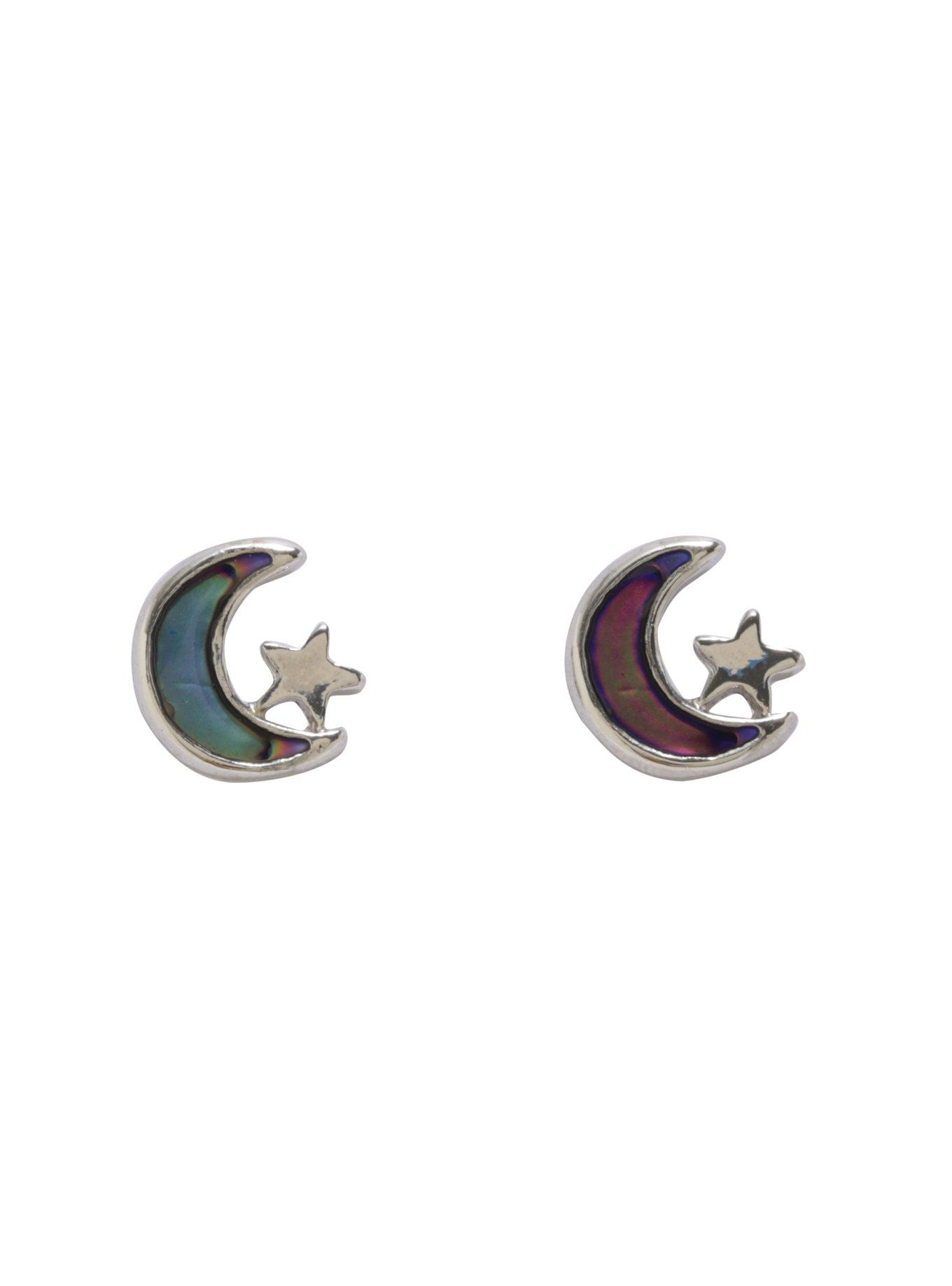 Moon & Star Mood Stud Earrings, , hi-res