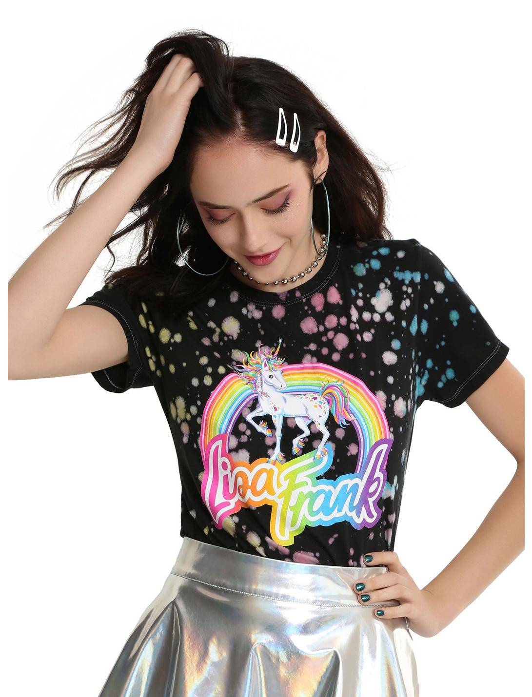 Lisa Frank Splatter Unicorn Girls T-Shirt, BLACK, hi-res
