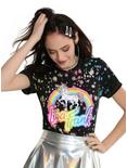 Lisa Frank Splatter Unicorn Girls T-Shirt, BLACK, hi-res