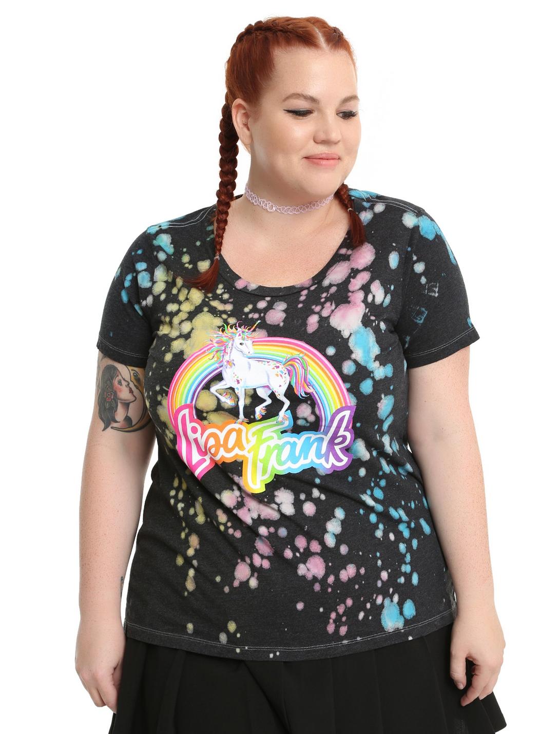 Lisa Frank Unicorn Splatter Girls T-Shirt Plus Size, BLACK, hi-res