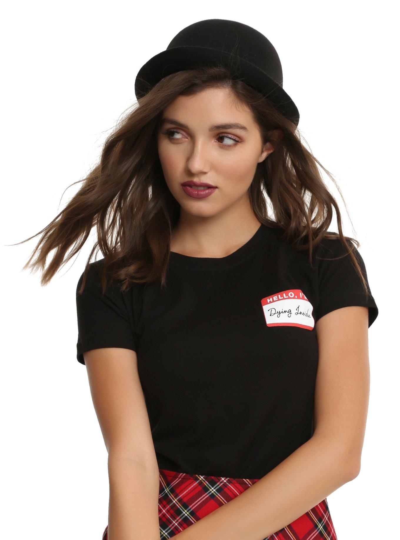 Hello I'm Dying Inside Girls T-Shirt, BLACK, hi-res