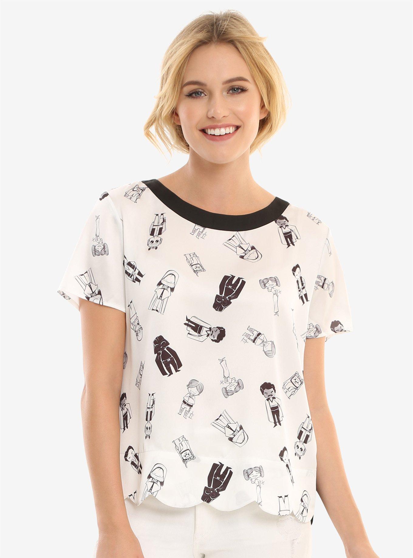 Her Universe Star Wars Character Allover Print Top, WHITE, hi-res