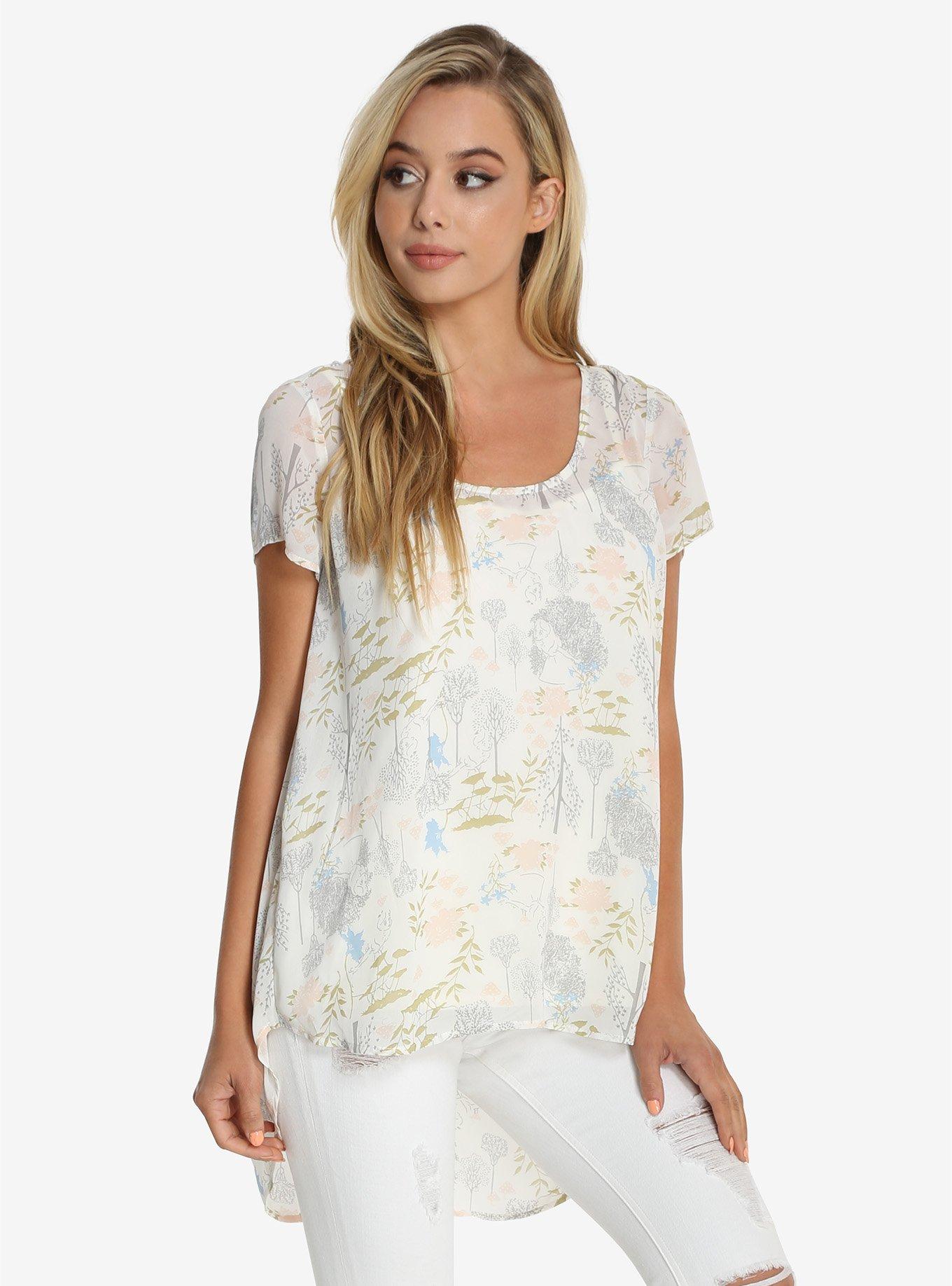 Disney Alice In Wonderland Womens Chiffon Top, GREY, hi-res