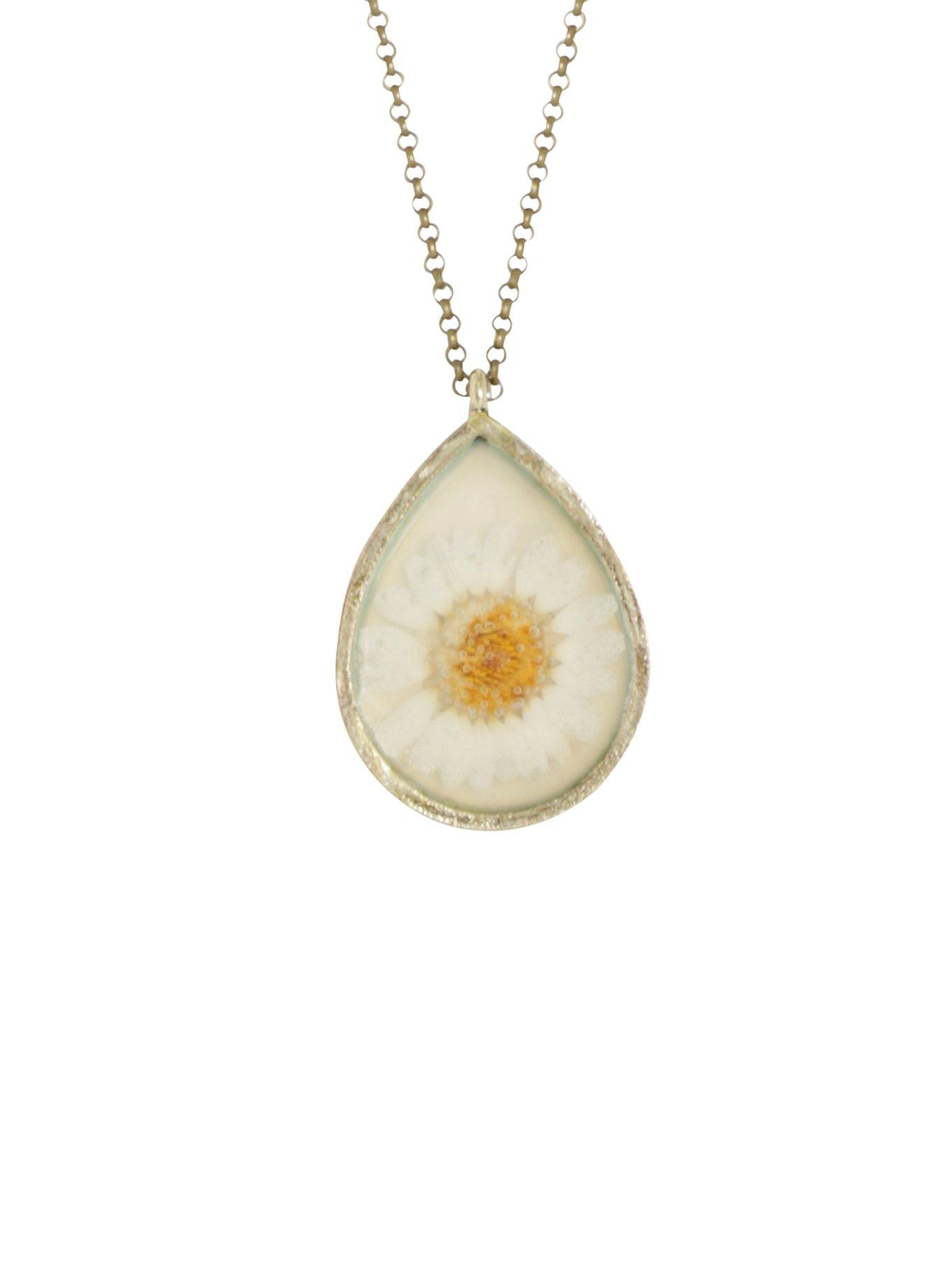 Real Daisy Pendant Necklace, , hi-res