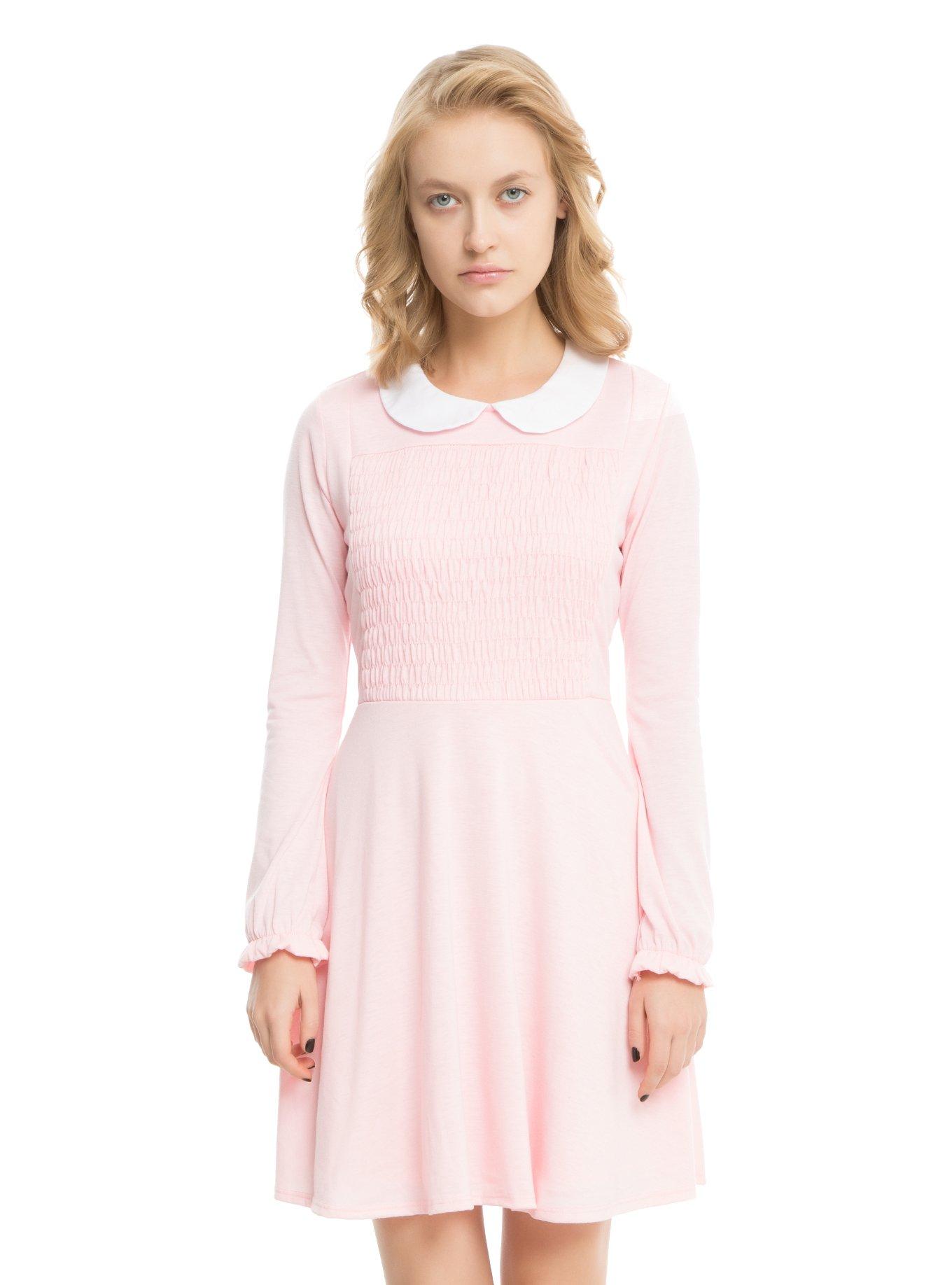 Blush Long-Sleeved Baby Doll Dress, WHITE, hi-res