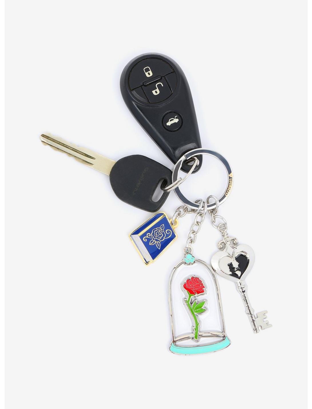 Disney Beauty And The Beast Rose 3 Piece Key Chain, , hi-res