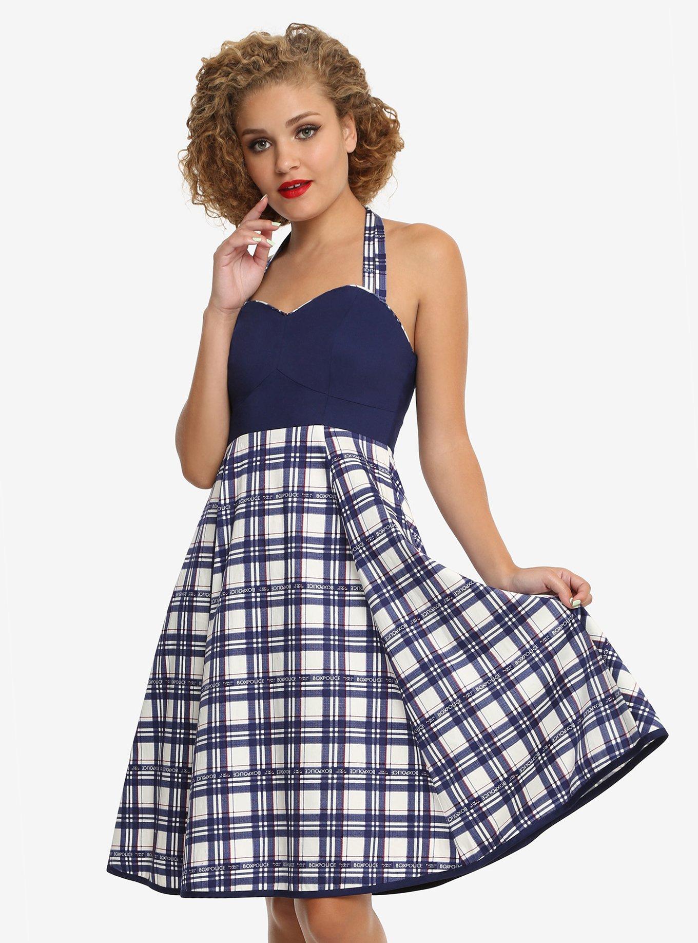 Doctor Who Plaid Halter Dress, MULTI, hi-res