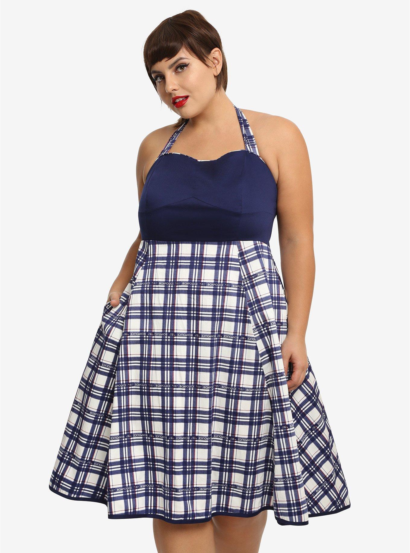 Doctor Who Plaid Halter Dress Plus Size, MULTI, hi-res