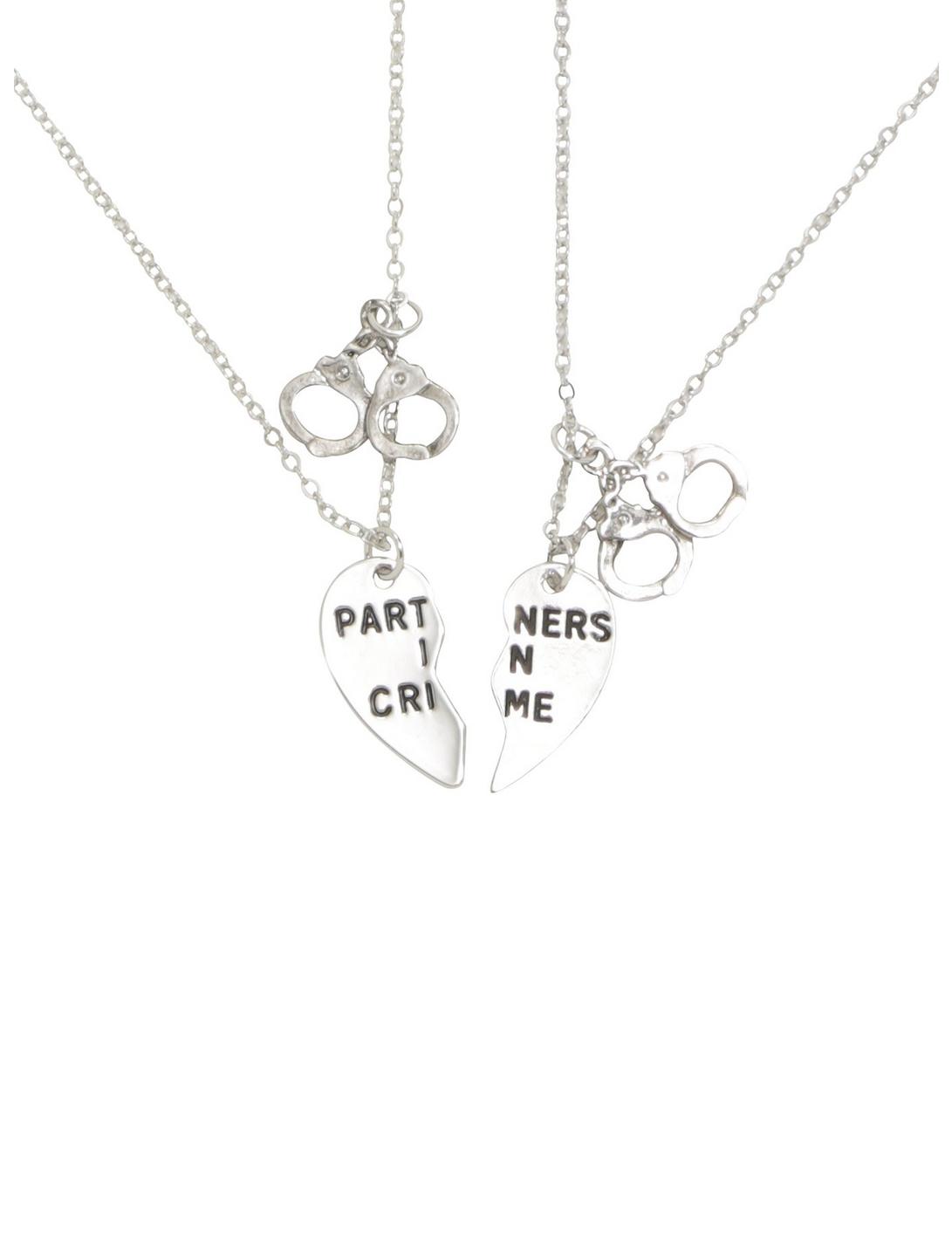 Blackheart Partners In Crime Handcuffs Heart BFF Necklace Set, , hi-res