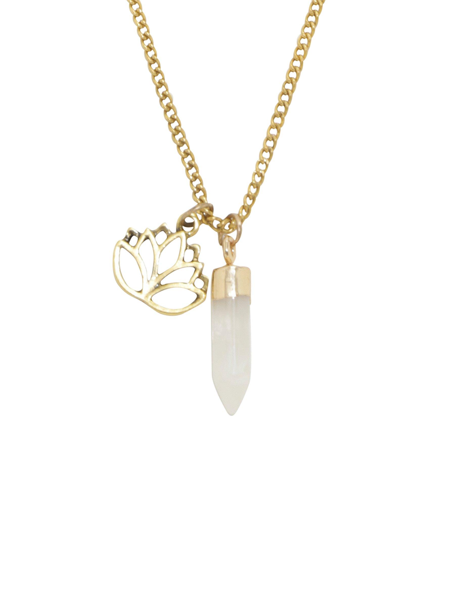 Gold Lotus Love Charm Necklace, , hi-res
