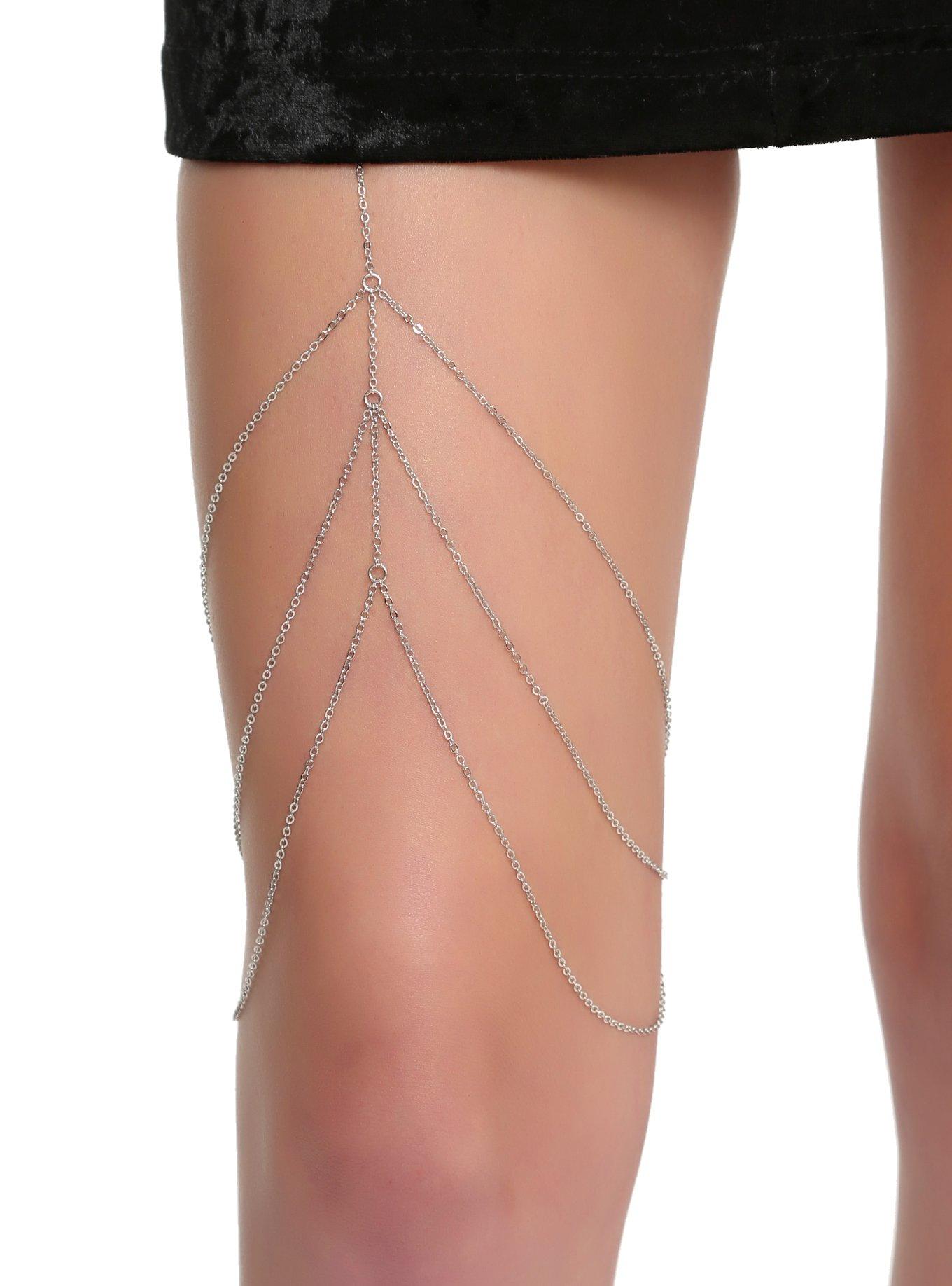 Blackheart Dainty Layered Leg Chain, , hi-res