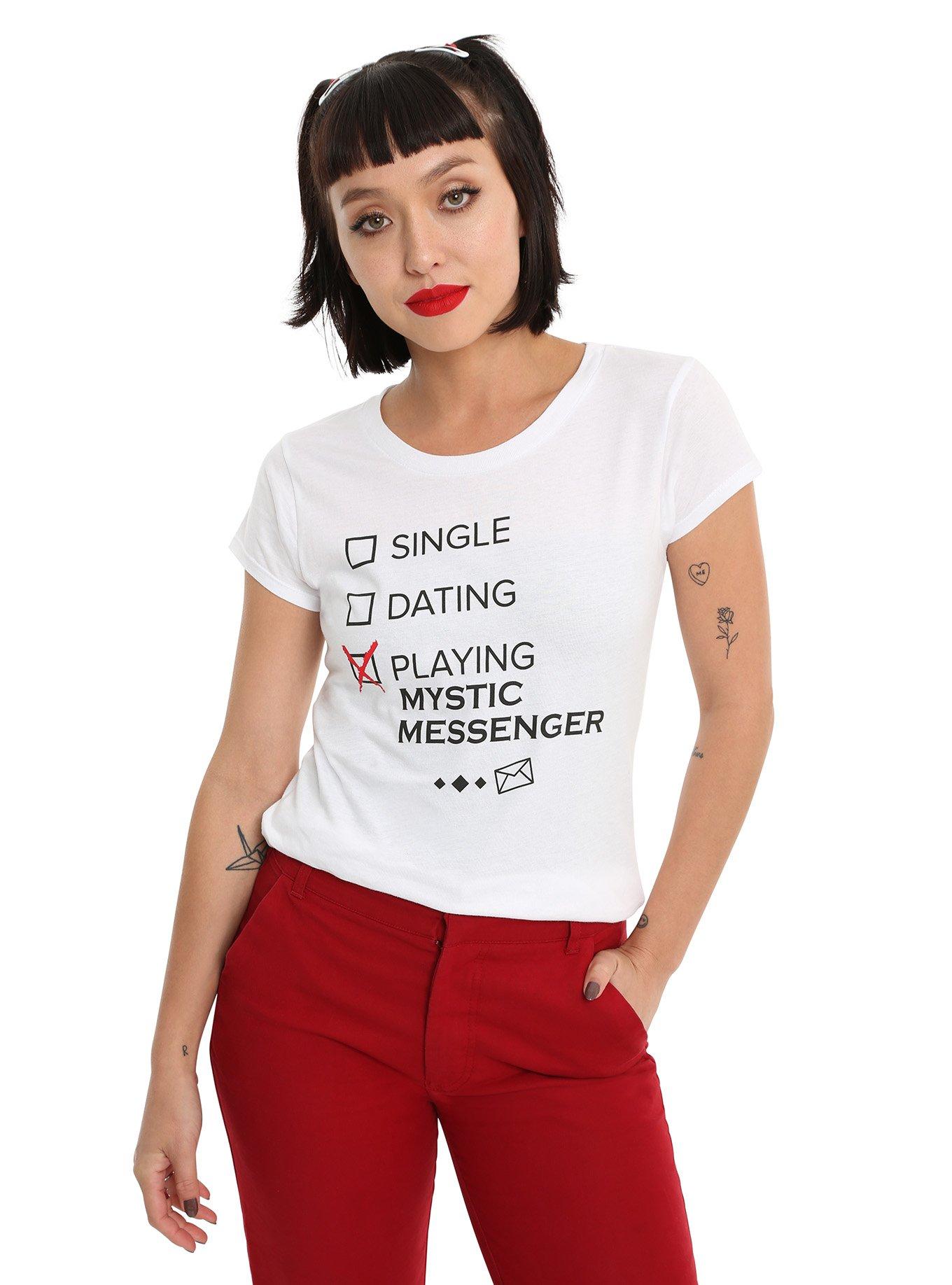 Mystic Messenger Single Dating Playing Girls T-Shirt, WHITE, hi-res