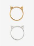 Cat Head Ring Set, GOLD, hi-res