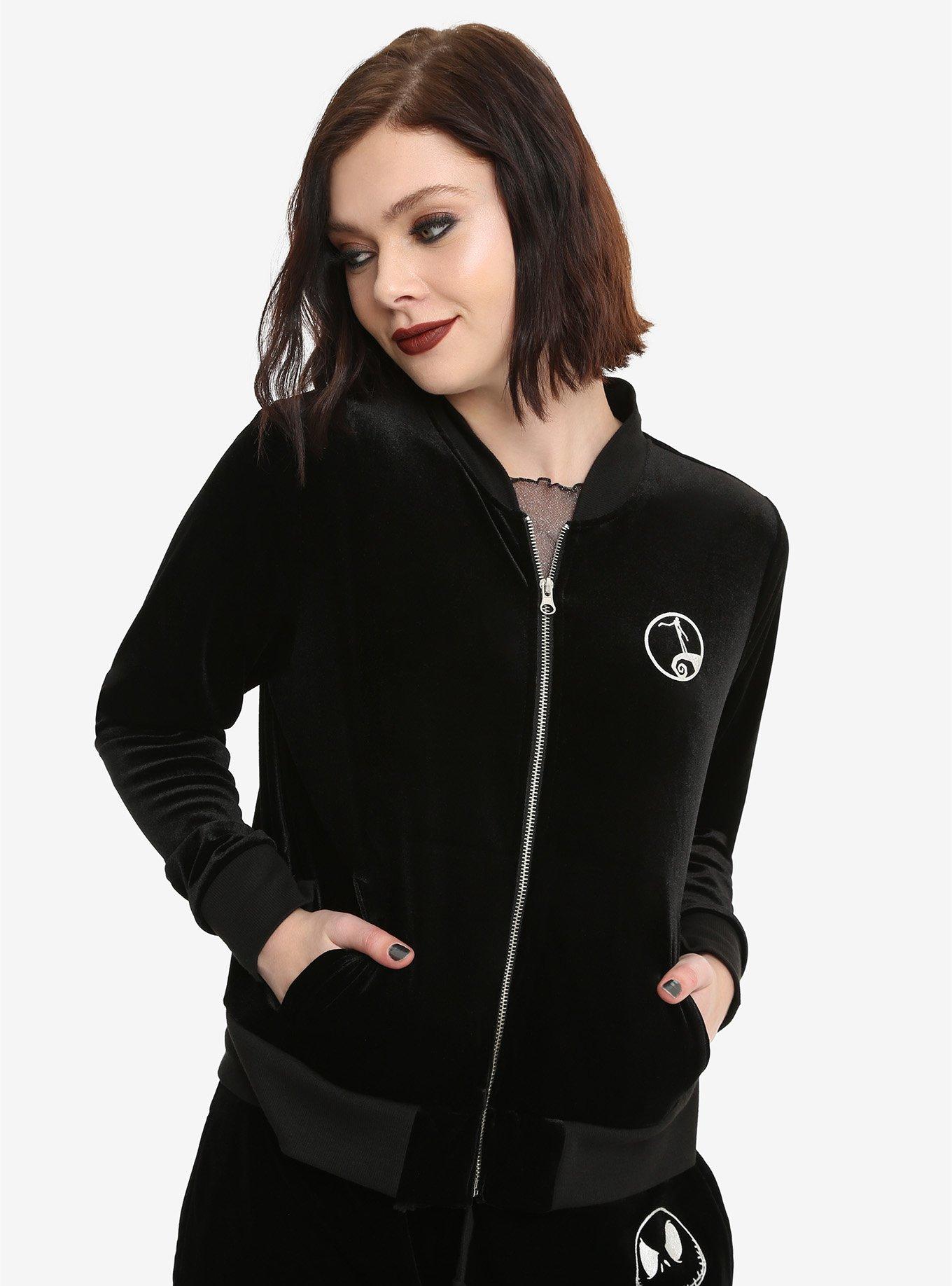 The Nightmare Before Christmas Pumpkin King Girls Velour Jacket, BLACK, hi-res