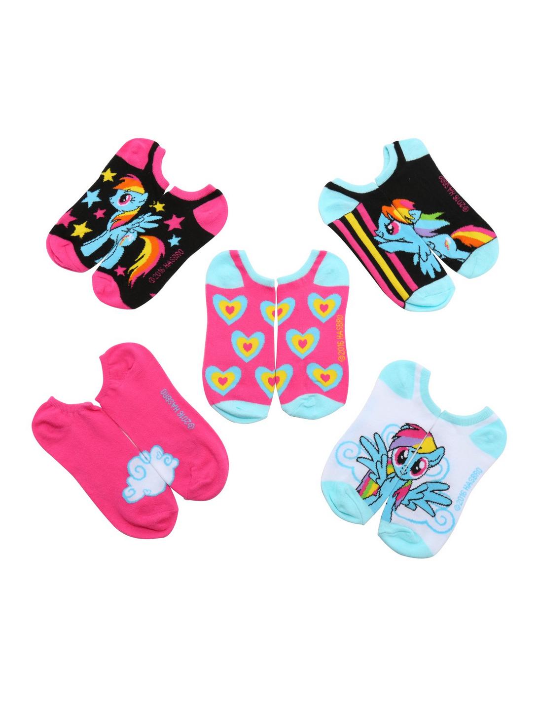 My Little Pony Friendship Is Magic Rainbow Dash No-Show Socks 5 Pair, , hi-res