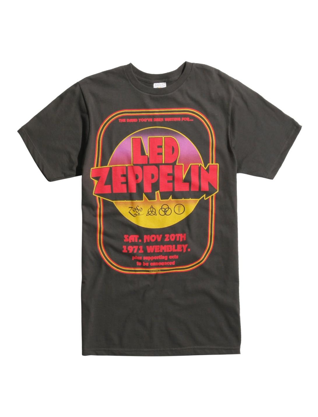 Led Zeppelin 1971 Wembley Poster T-Shirt, BLACK, hi-res