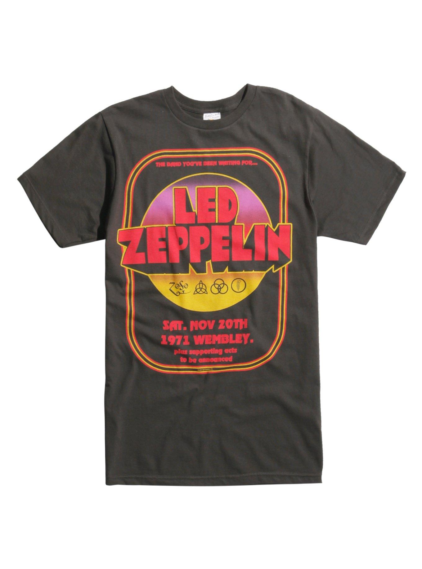 Led Zeppelin 1971 Wembley Poster T-Shirt, BLACK, hi-res