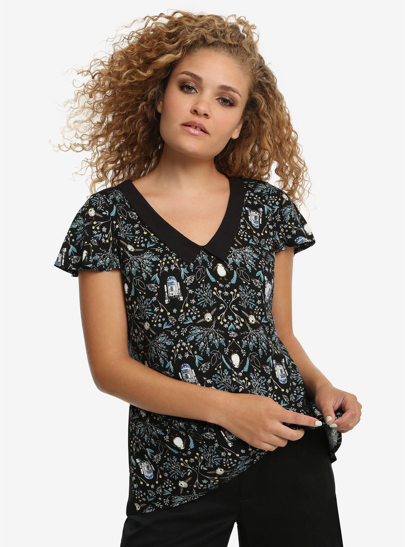 Star Wars: The Last Jedi Floral & Fauna Top, BLACK, hi-res