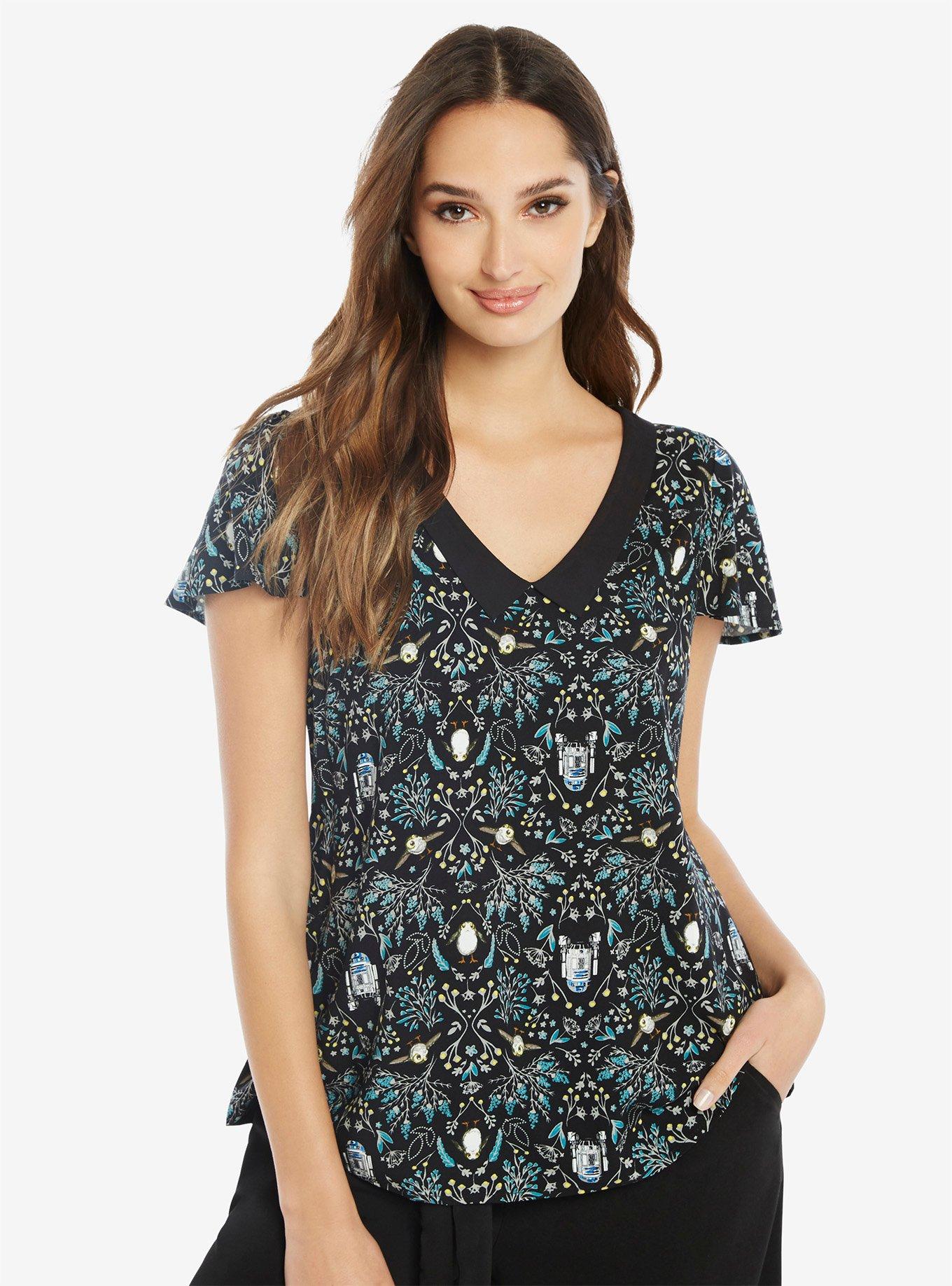 Her Universe Star Wars R2-D2 Ruffle Top, BLACK, hi-res