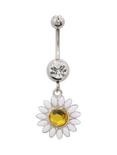 14G Steel Daisy Curved Navel Barbell, , hi-res