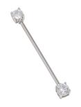 14G 1 1/2 Steel Clear CZ Prong Industrial Barbell, , hi-res