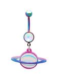 14G Steel Revo Planet Charm Curved Navel Barbell, , hi-res