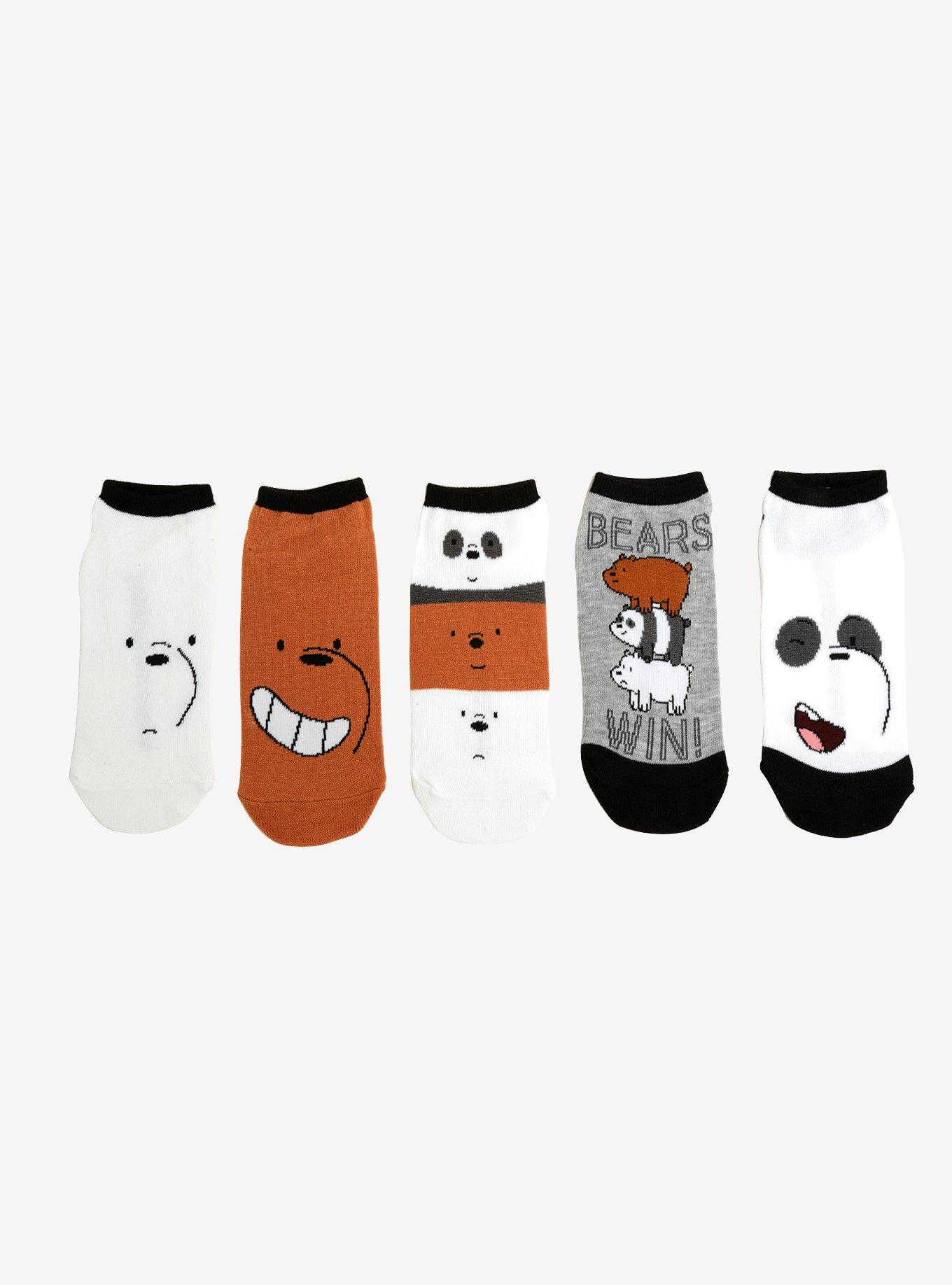 We Bare Bears Bears Win No-Show Socks 5 Pair, , hi-res