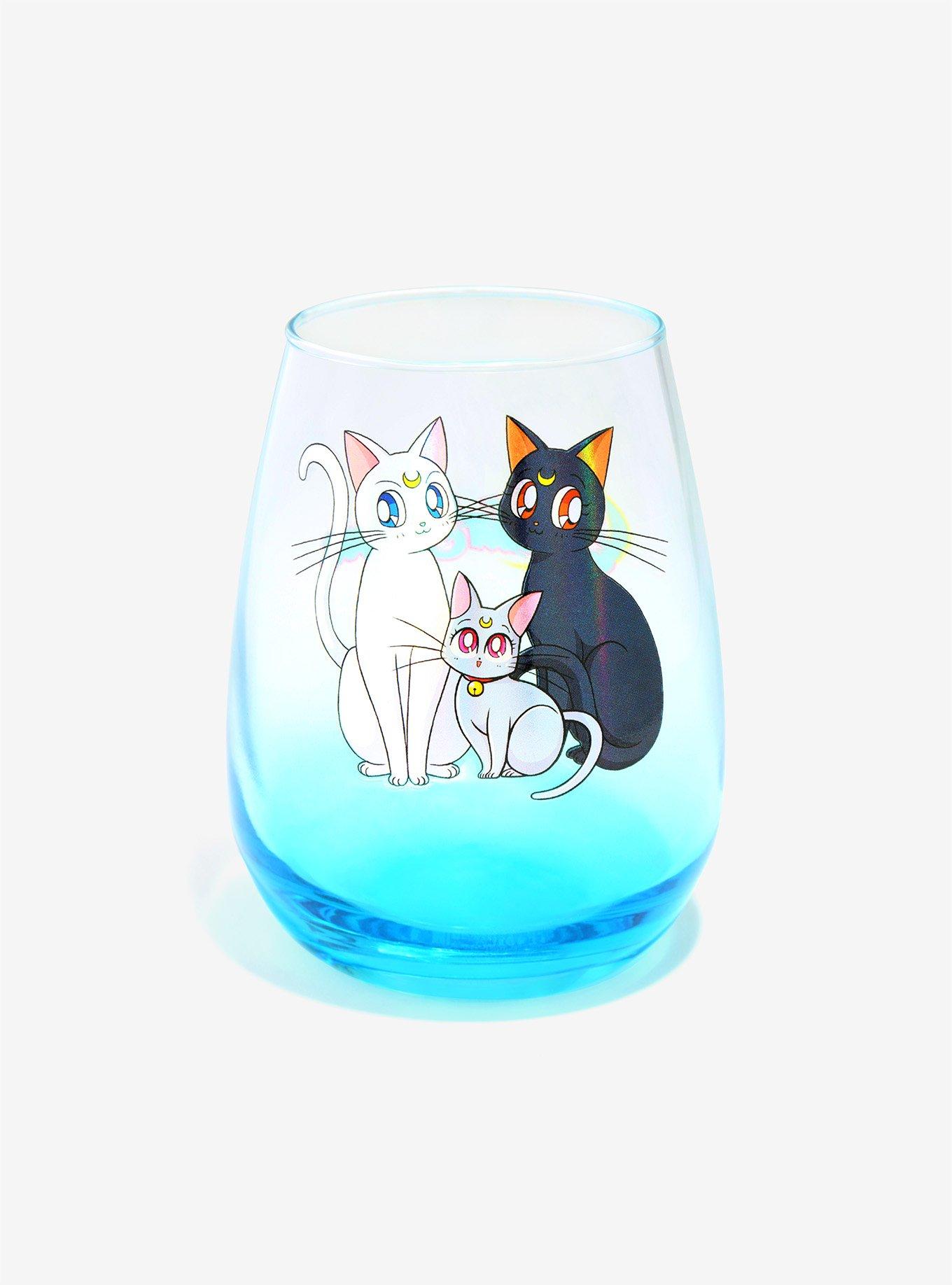 Buy Cat & Moon Design Wine Glass, Cute Mystical Glass online