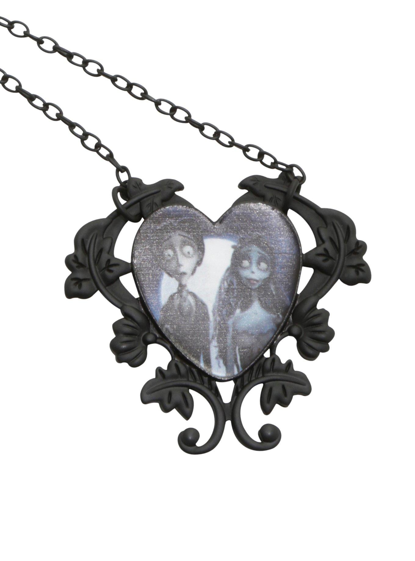 Corpse Bride Filigree Heart Necklace, , hi-res