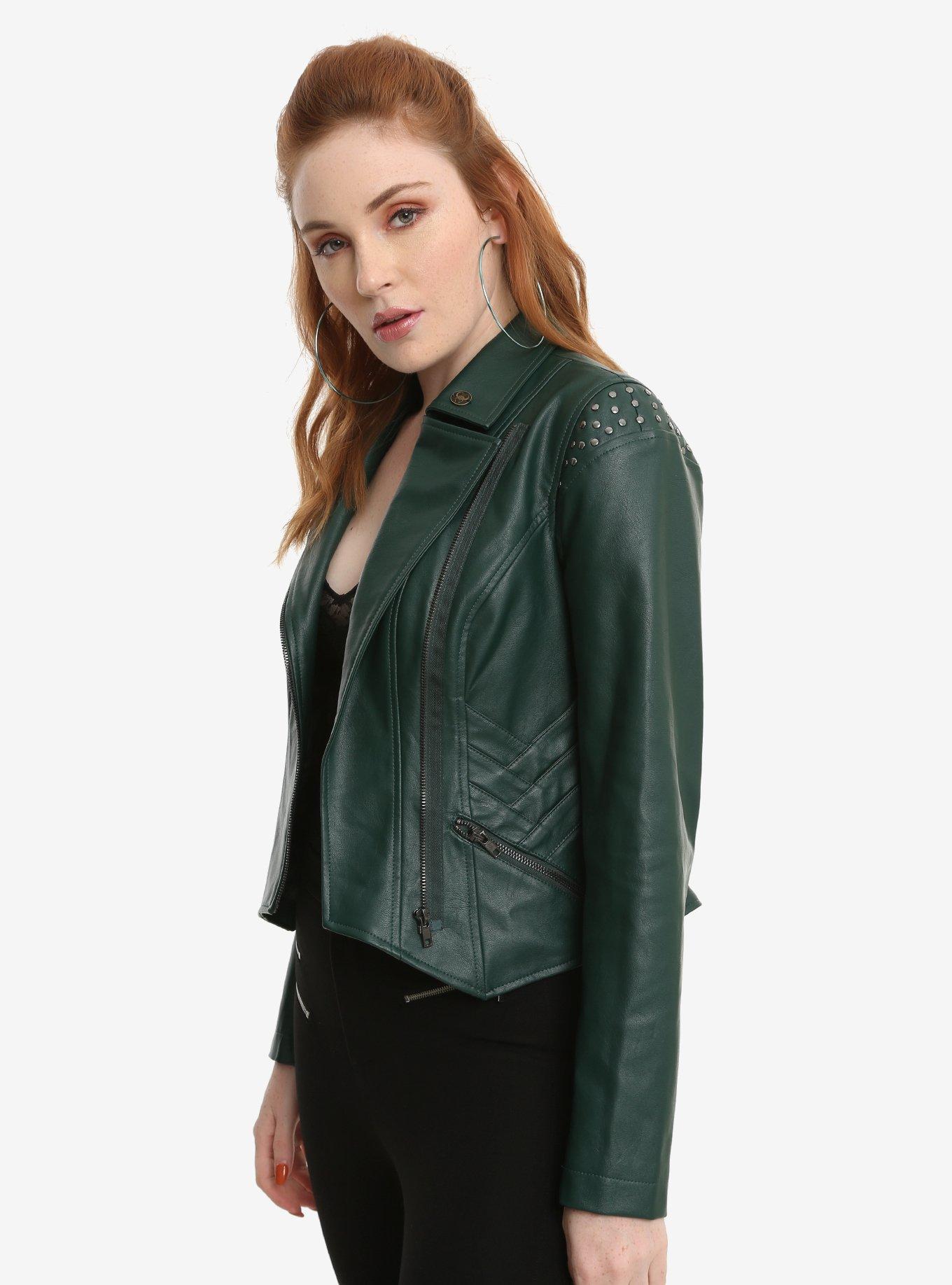 Jesse Womens High Fashion Riveted Moto Leather Jacket