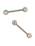 14G Steel Anodized Clear CZ nipple Barbell 2 Pack, , hi-res