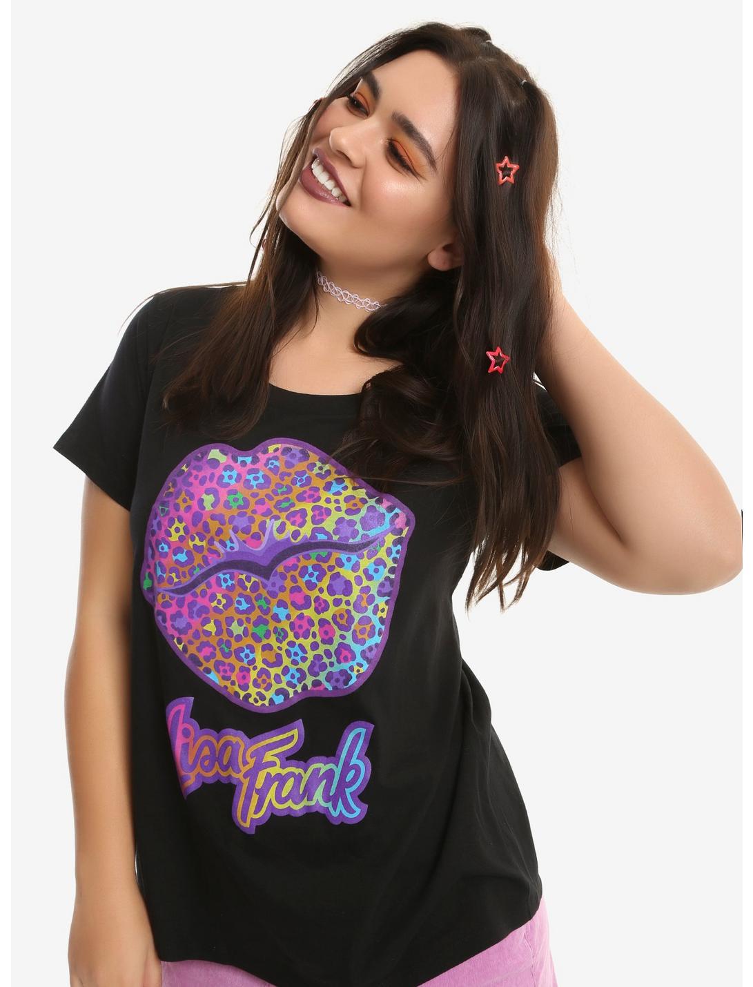Lisa Frank Lips Girls T-Shirt Plus Size, BLACK, hi-res