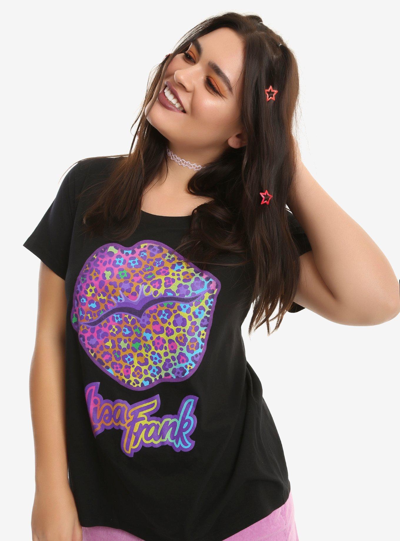 Lisa Frank Lips Girls T-Shirt Plus Size, BLACK, hi-res