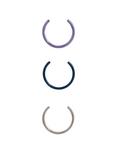 Steel Silver Purple & Blue Faux Lip Hoop 3 Pack, , hi-res