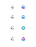 14G Steel Silver & Rainbow Ball 8 Pack, , hi-res