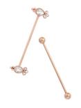 14G Steel Gold Clear CZ Filigree Industrial Barbell 2 Pack, , hi-res