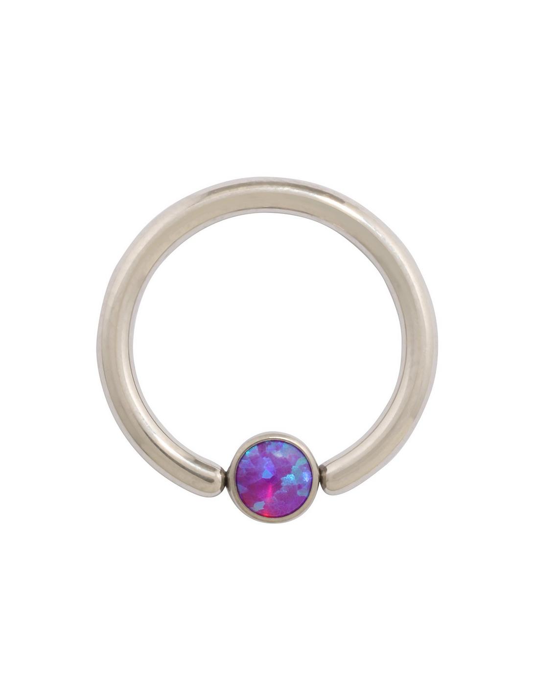 14G 7/16 Titanium Purple Opal Captive Hoop, , hi-res