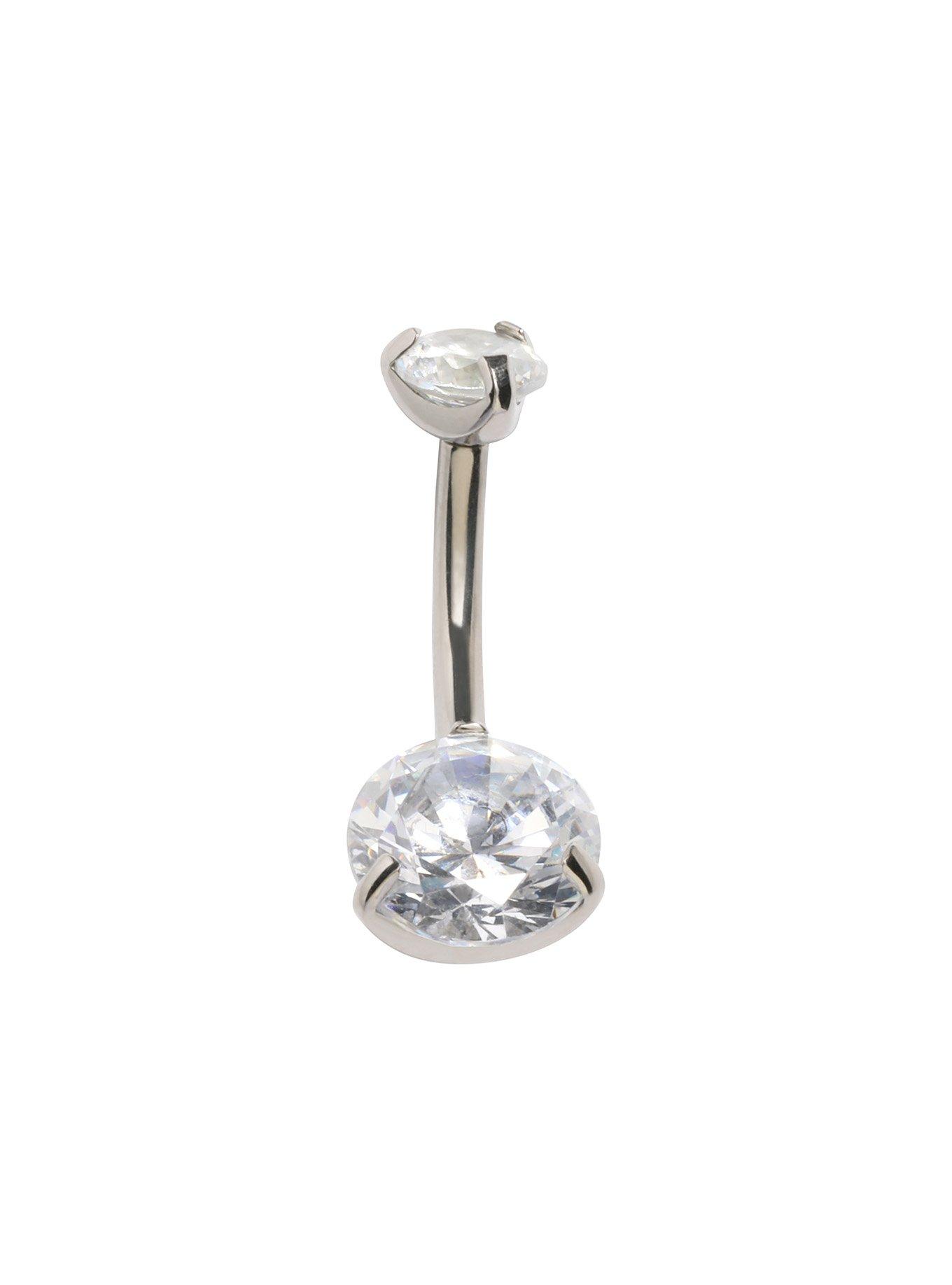 14g Steel Clear Cz Titanium Curved Navel Barbell Hot Topic 0566