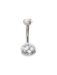 14G Steel Clear CZ Titanium Curved Navel Barbell, , hi-res