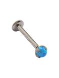 Steel 5/16 3mm Silver Prong Blue Opal Labret Stud, , hi-res