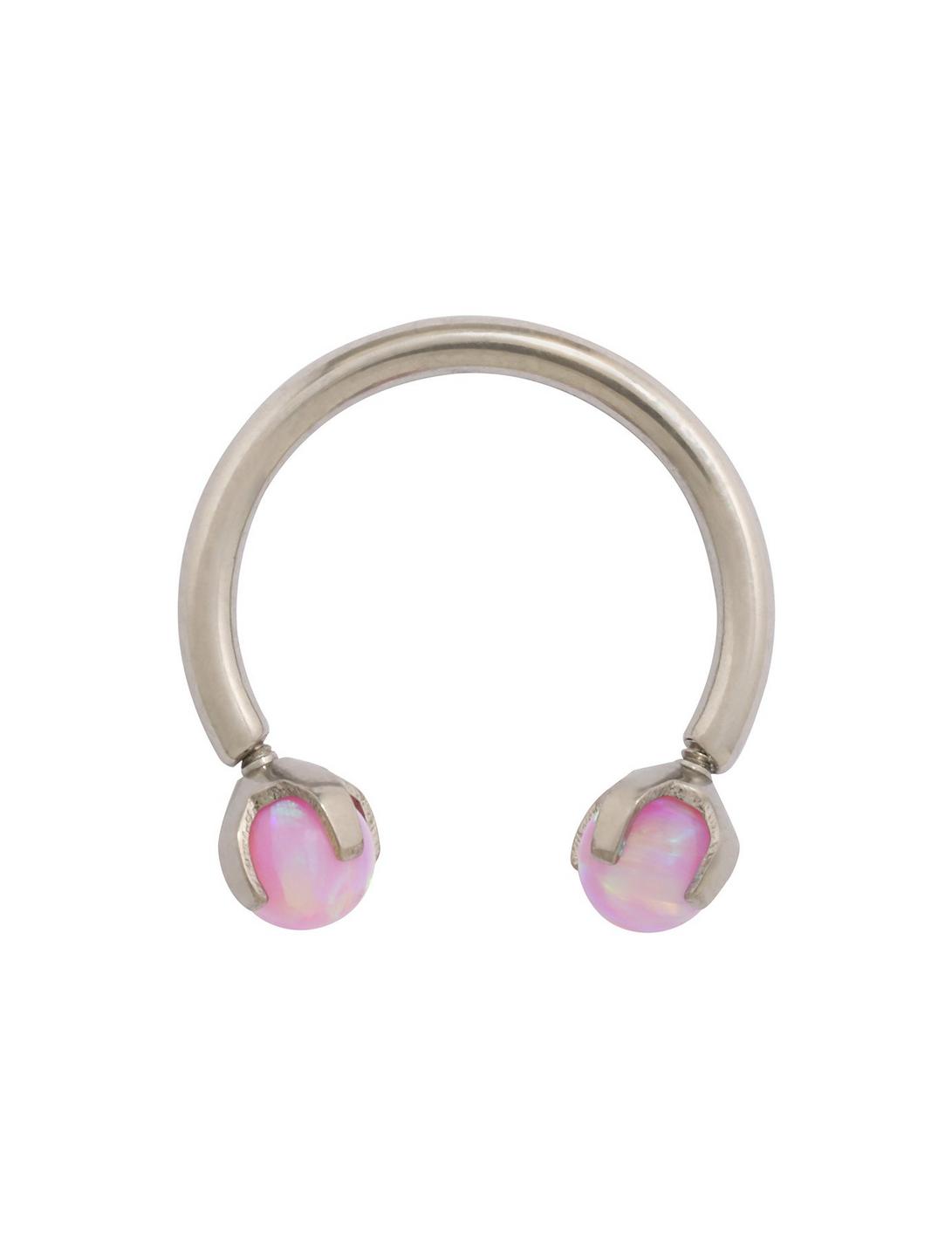 16G 3/8 Titanium Pink Opal Circular Barbell, , hi-res