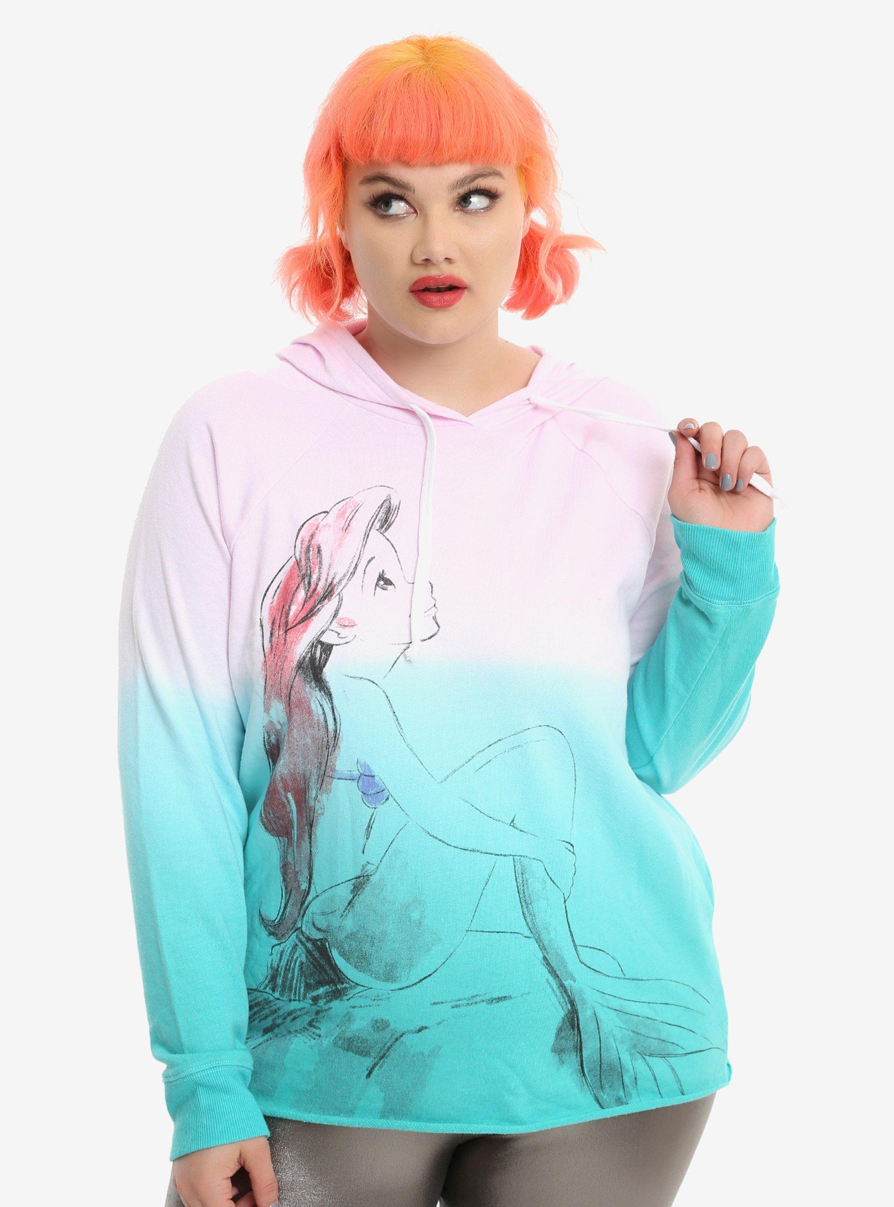 Disney The Little Mermaid Ariel Dip Dye Girls Hoodie Plus Size, PURPLE, hi-res