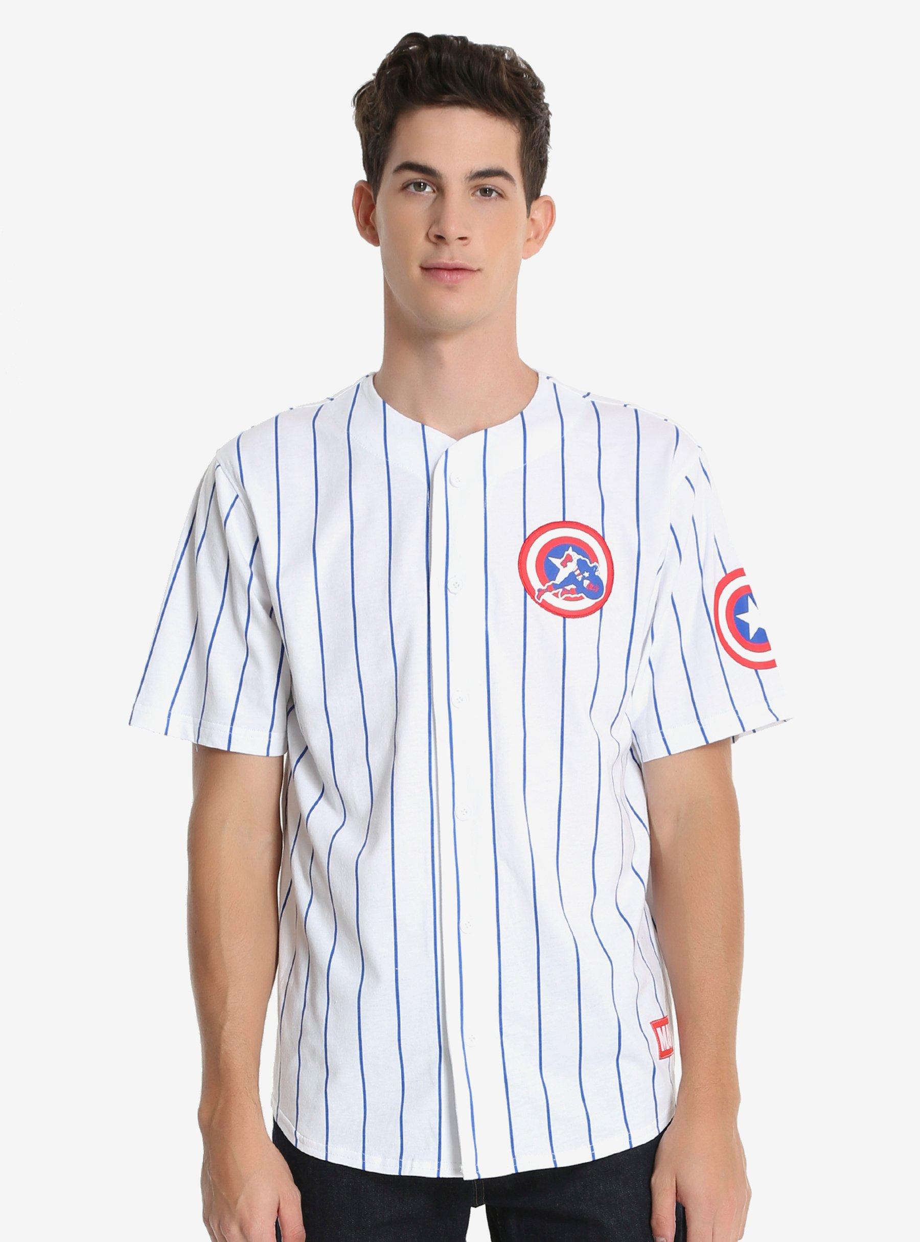 Marvel Captain America Striped Baseball Jersey, WHITE, hi-res