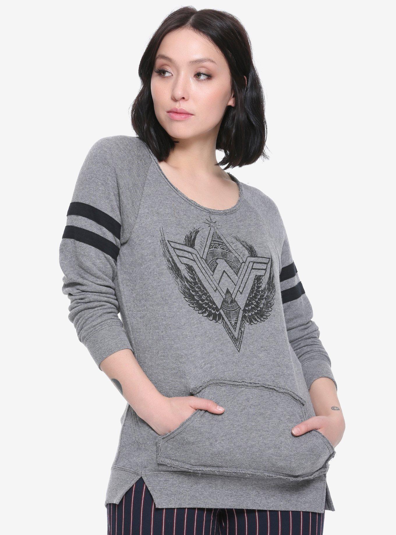 DC Comics Wonder Woman Logo Girls Athletic Sweater, MULTI, hi-res